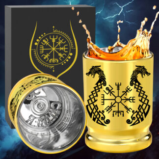 Verres à Shot du Jarl - Finition Or & Gravures Runiques (Set de 2)