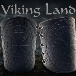 Manchette de Combat Viking - Cuir Véritable et Gravure Runique