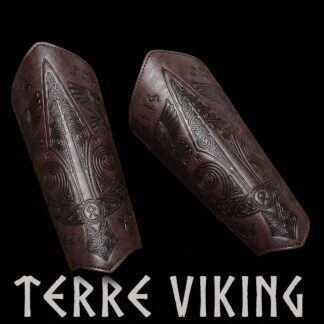 Protection avant bras viking en cuir grave marron Terre Viking
