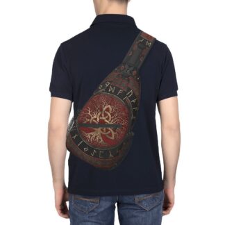 Sac bandouliere viking Yggdrasil arbre de vie noir Terre Viking