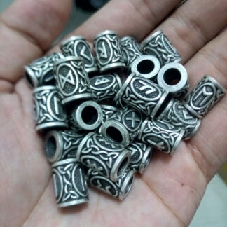Set de 24 Perles de Barbe et Cheveux Viking - Runes Nordiques Futhark