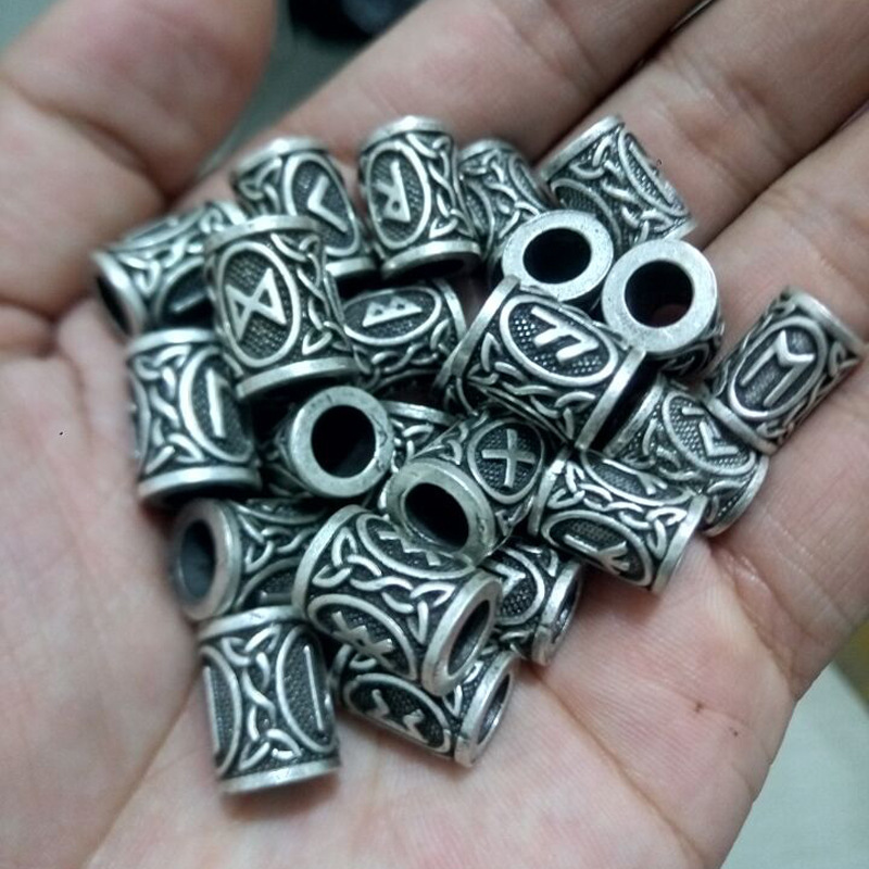 Set de 24 Perles de Barbe et Cheveux Viking - Runes Nordiques Futhark