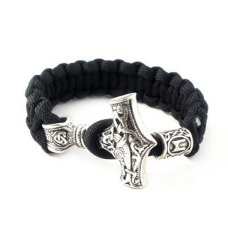 Bracelet viking homme Mjolnir en paracorde noire Terre Viking