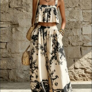Ensemble d'Été Scandinave "Midsommar" - Top Fluide & Pantalon Large