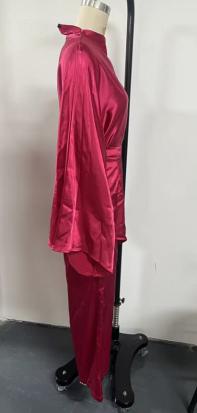 Ensemble en Satin Fluide "Freya" - Top Asymétrique & Pantalon Palazzo – Image 3
