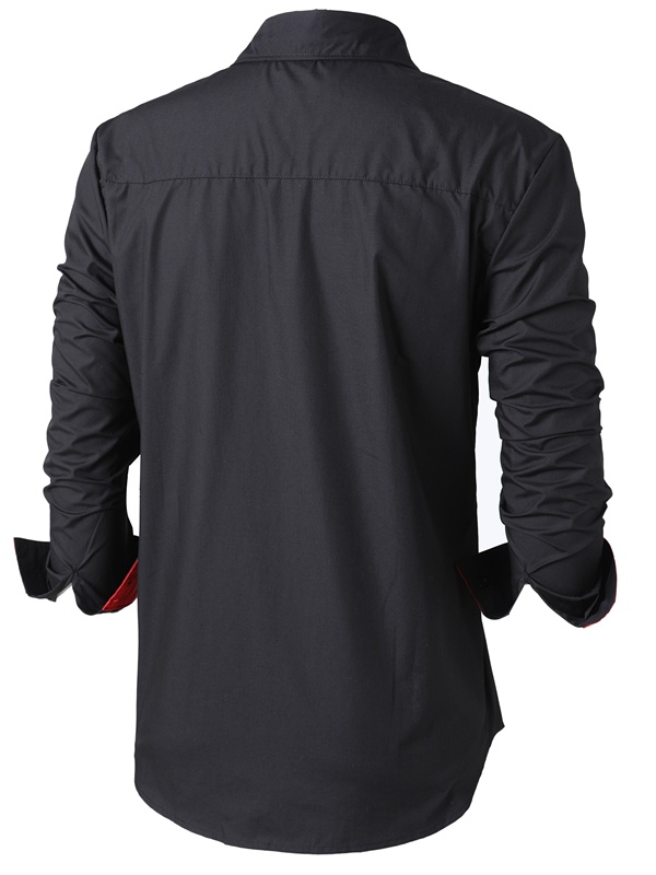 Chemise "Jarl" Noire et Rouge - Coupe Slim à Contrastes Éclatants – Image 3