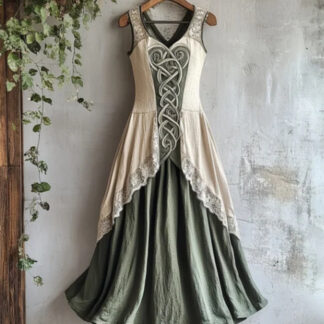 Robe medievale femme costume bicolore style renaissance Terre Viking