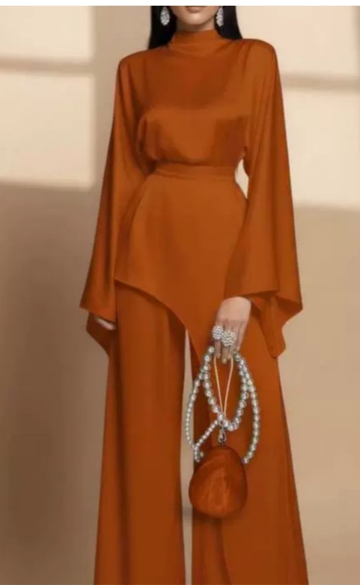 Ensemble en Satin Fluide "Freya" - Top Asymétrique & Pantalon Palazzo – Image 2