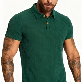 Polo vert homme Deep Forest en maille gaufree Terre Viking