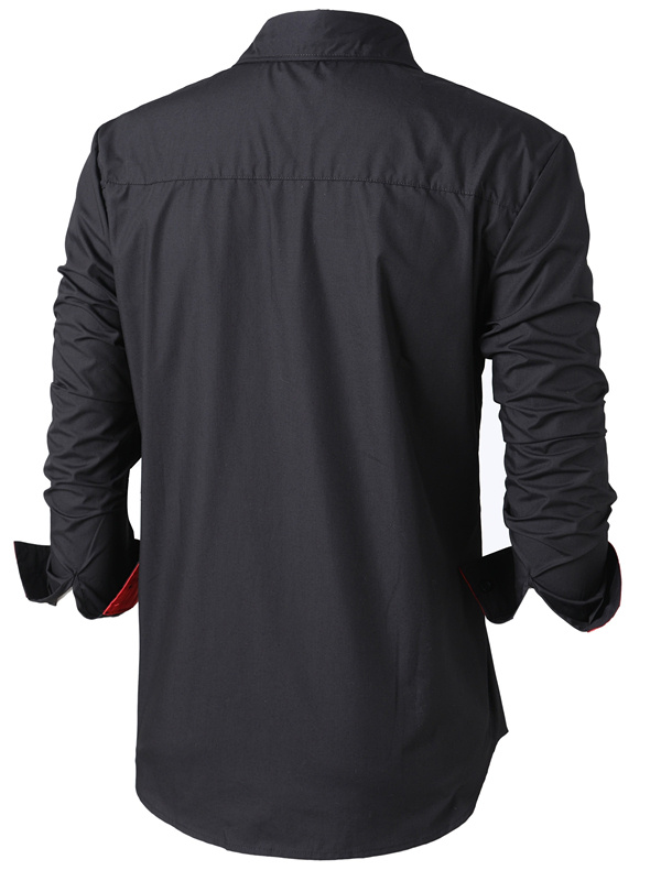 Chemise "Jarl" Noire et Rouge - Coupe Slim à Contrastes Éclatants – Image 4