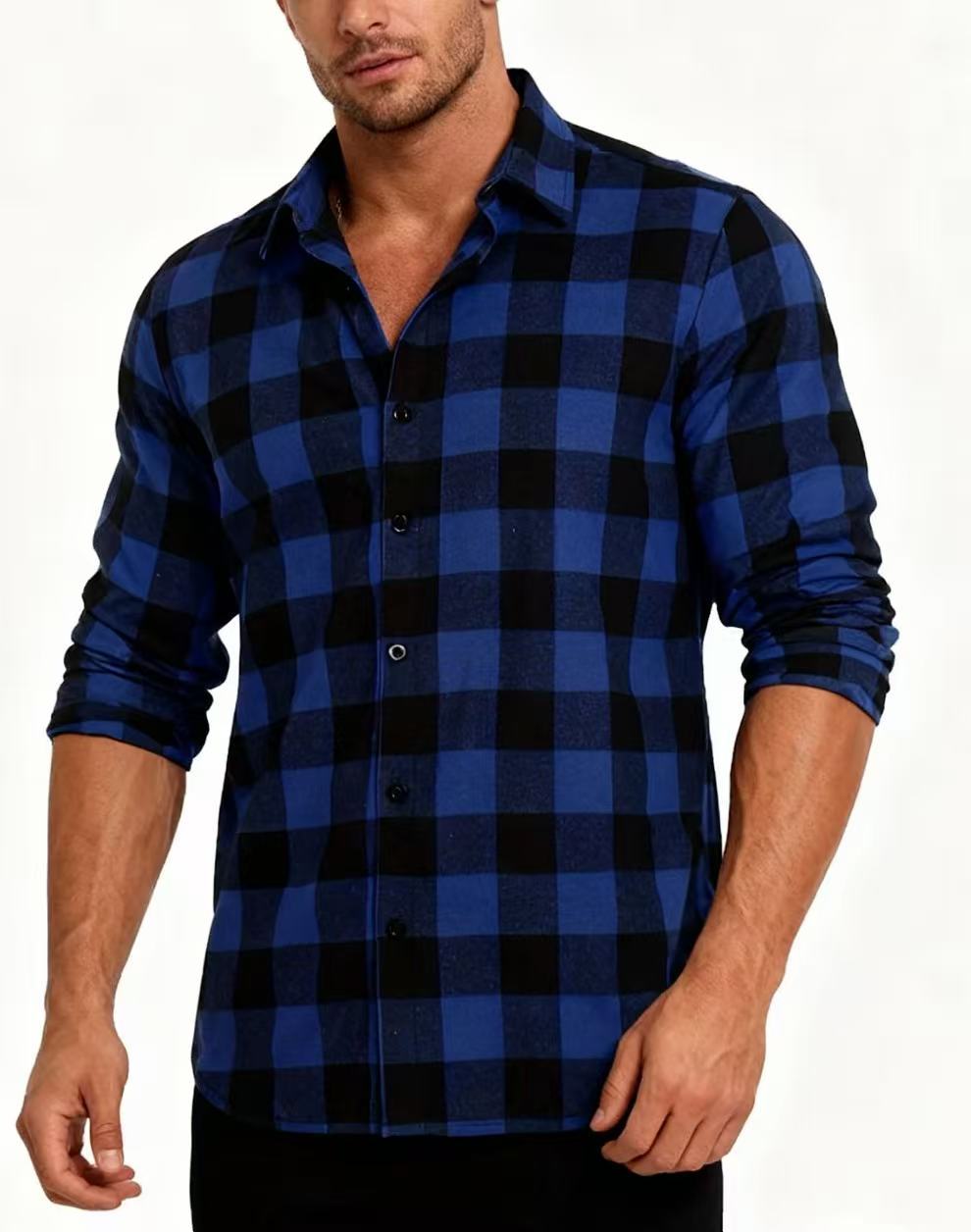 Chemise en Flanelle "Deep Fjord" - Carreaux Bleu Marine et Noir – Image 2