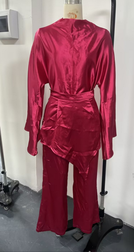 Ensemble en Satin Fluide "Freya" - Top Asymétrique & Pantalon Palazzo – Image 5