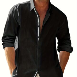 Chemise de Jarl en Lin Noir - Coupe Traditionnelle et Respirante