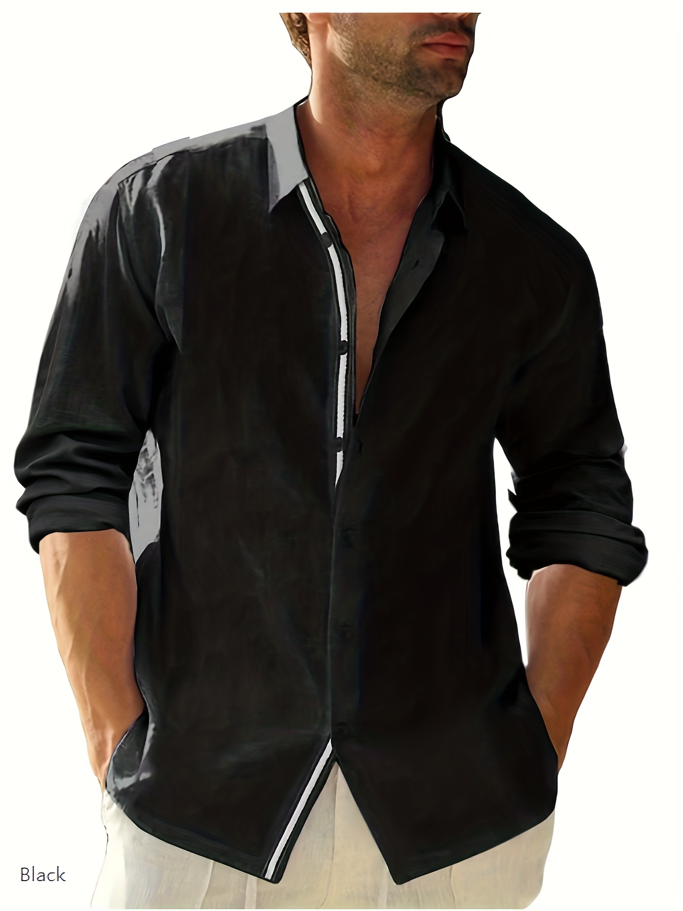 Chemise de Jarl en Lin Noir - Coupe Traditionnelle et Respirante
