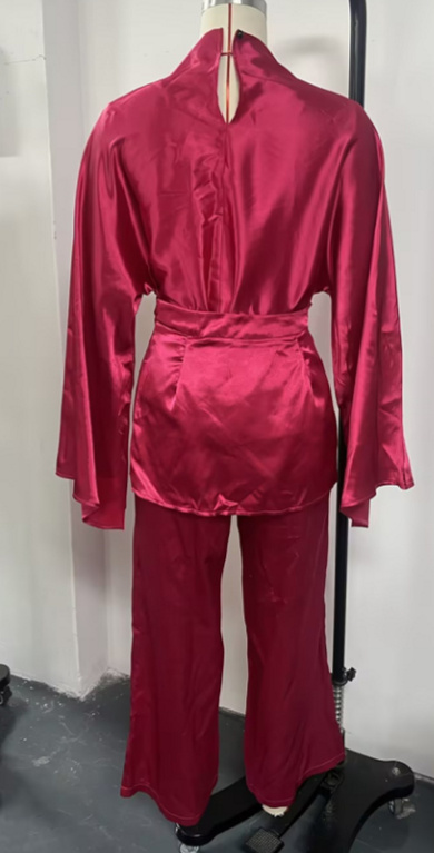 Ensemble en Satin Fluide "Freya" - Top Asymétrique & Pantalon Palazzo – Image 4
