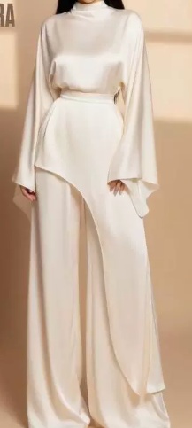 Ensemble en Satin Fluide "Freya" - Top Asymétrique & Pantalon Palazzo – Image 6